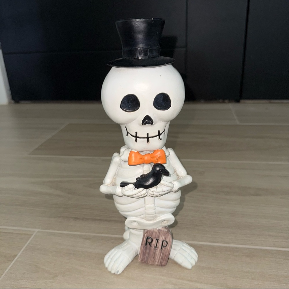 Skeleton Figurine with Top Hat and Bow Tie